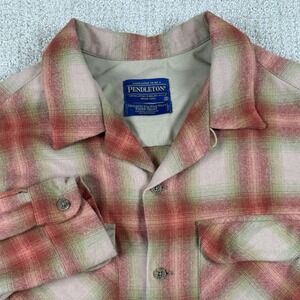 Pendleton Mens Small Eco Wise Wool Rider Shirt Loop Collar Long Sleeve Button Up